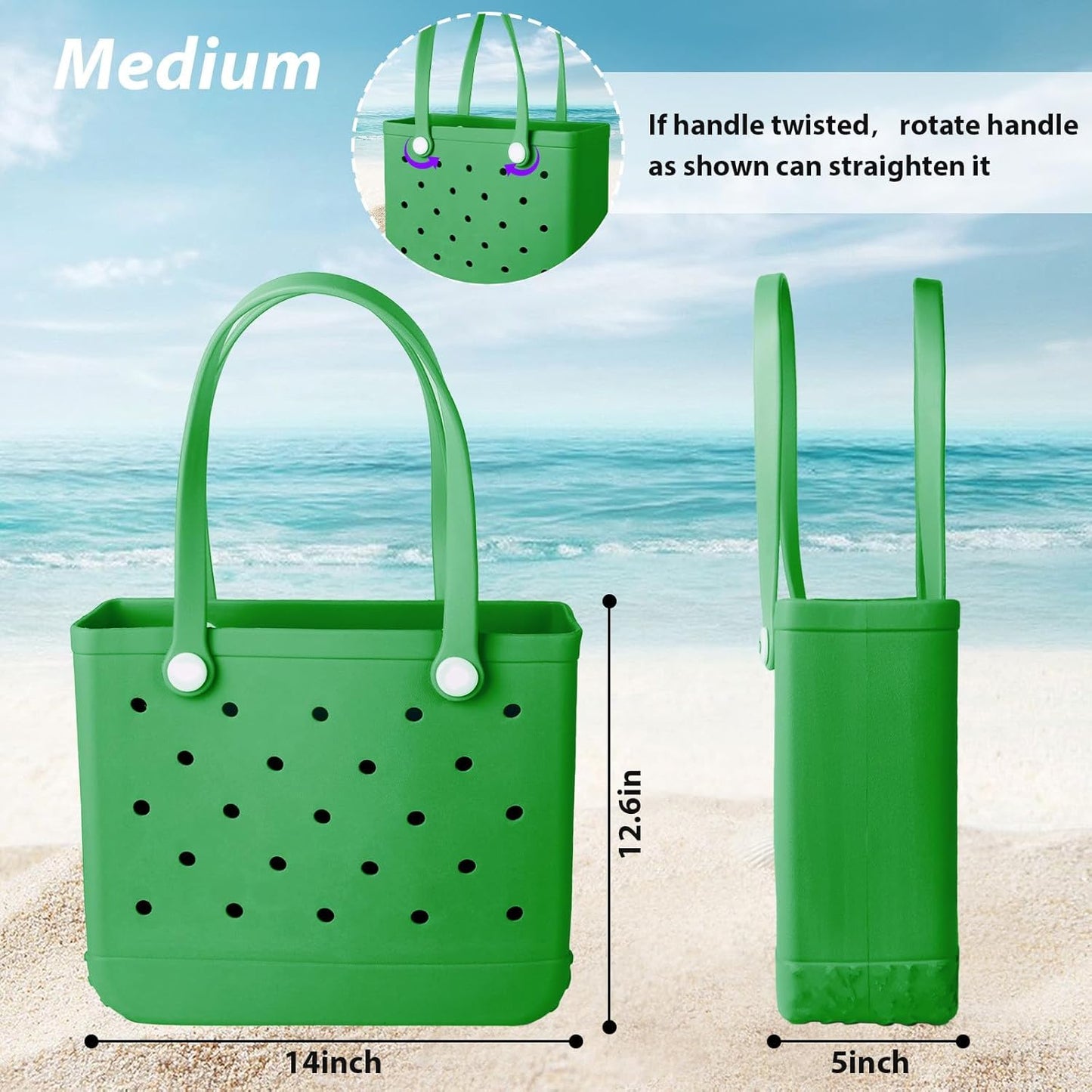 Medium Rubber Beach Bag for Men & Women, Large Capacity Rubber Travel Tote Bag for the Beach Boat Pool