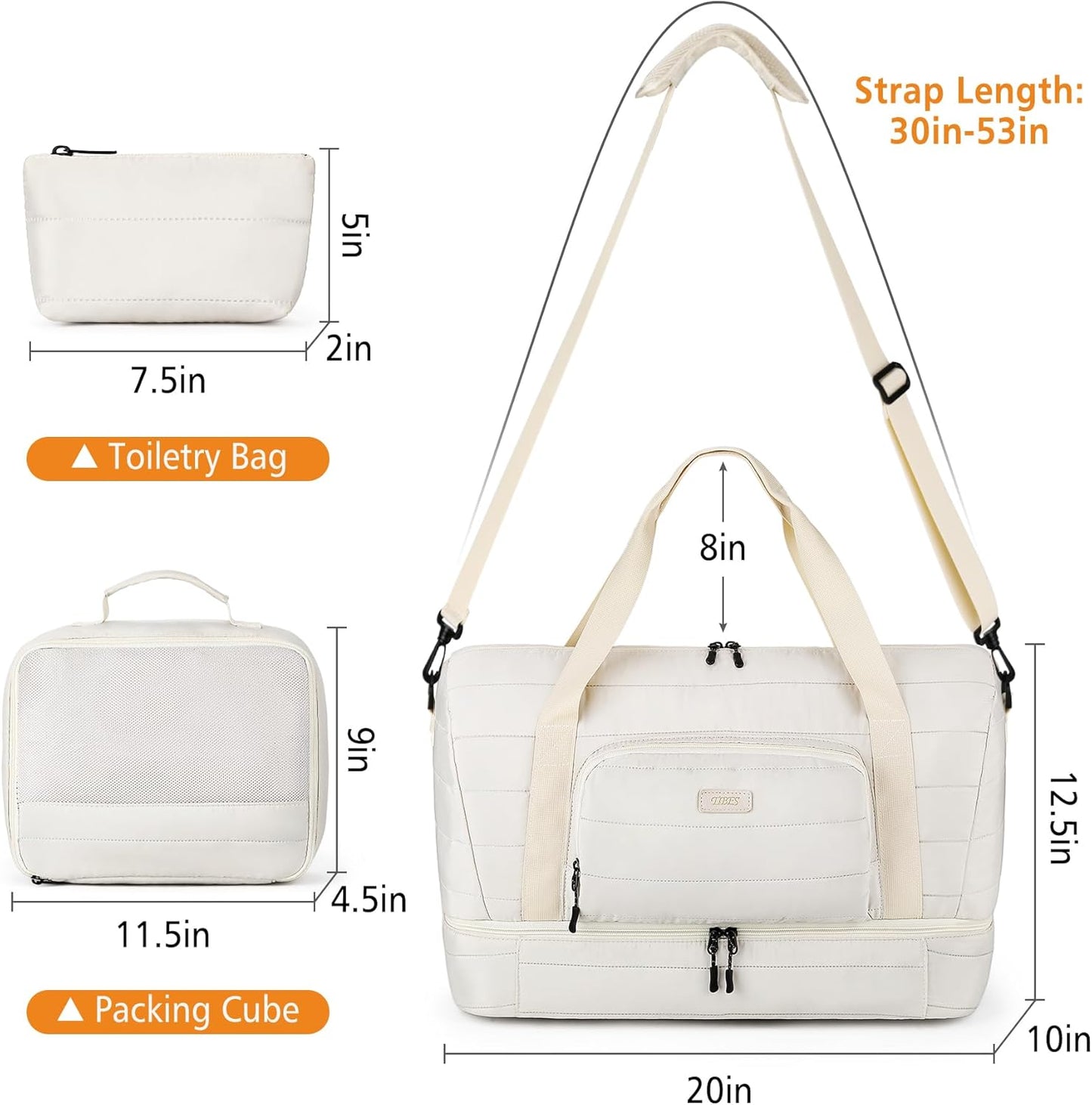 Travel Weekender Bag for Women, Overnight Bag with Shoe Compartment Oversized Travel Duffel Bag Carry On Tote 21"