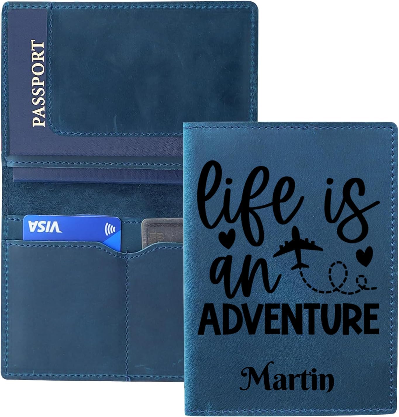 Personalized Passport Holder, Handmade Travel Wallet, Passport Cover with Card and Ticket Slot, Genuine Leather, Passport Case, Wallet for Passports