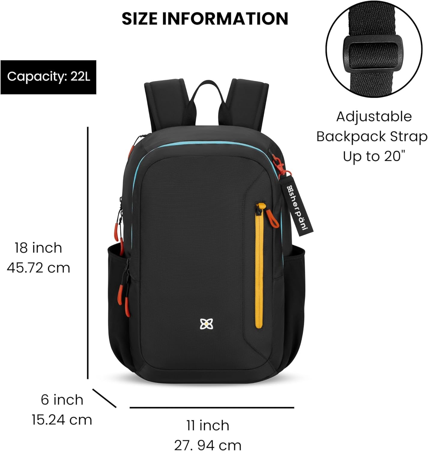 Sherpani Getaway, Casual Daypack Backpacks, Laptop Backpack, 22L Travel Backpack for Women, Travel Gift Bag, Fits 15'' Laptop, RFID Protection (Chromatic)