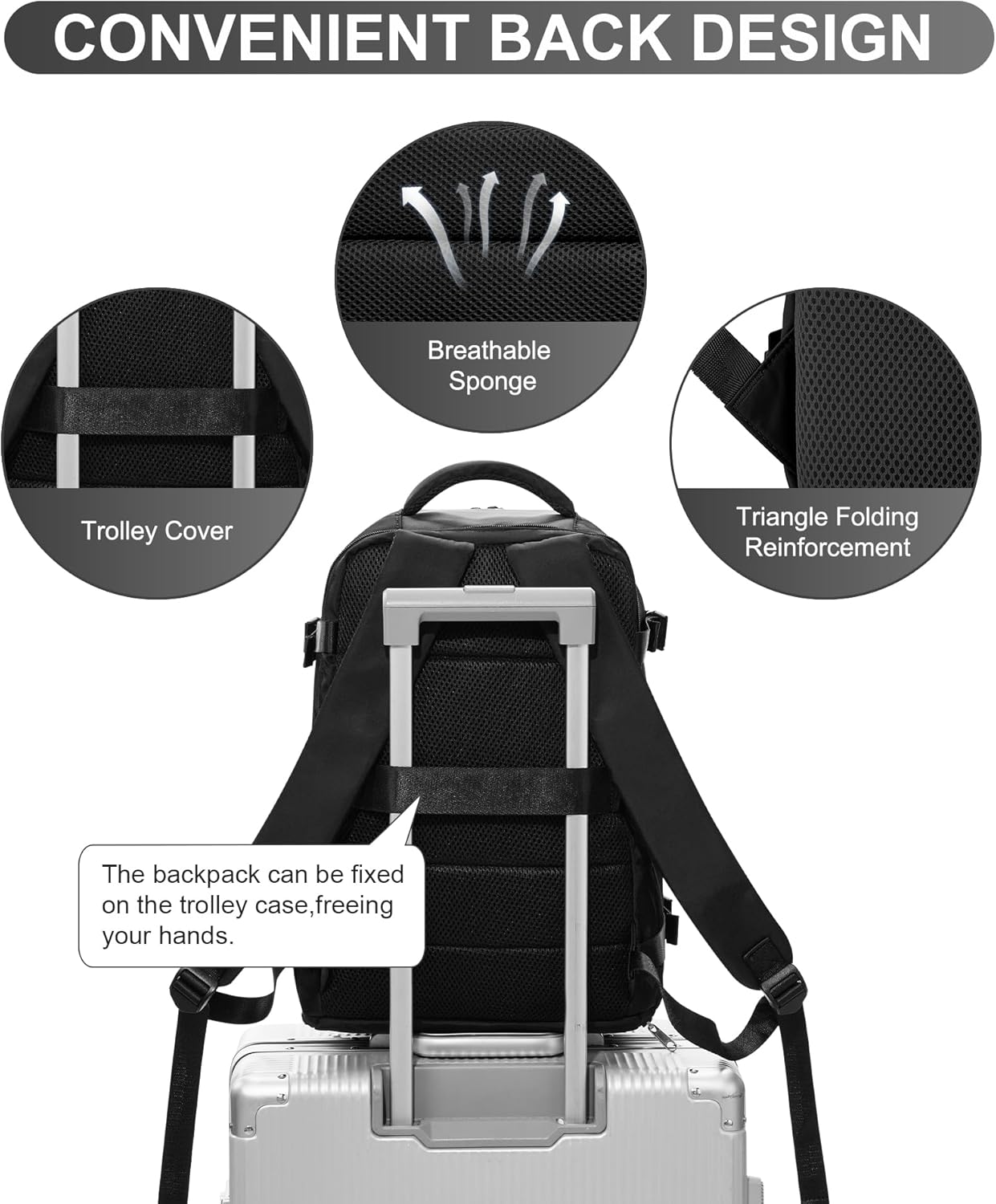 WONHOX Large Travel Backpack Carry on Flight Approved Laptop Work Business Backpack for Women Men