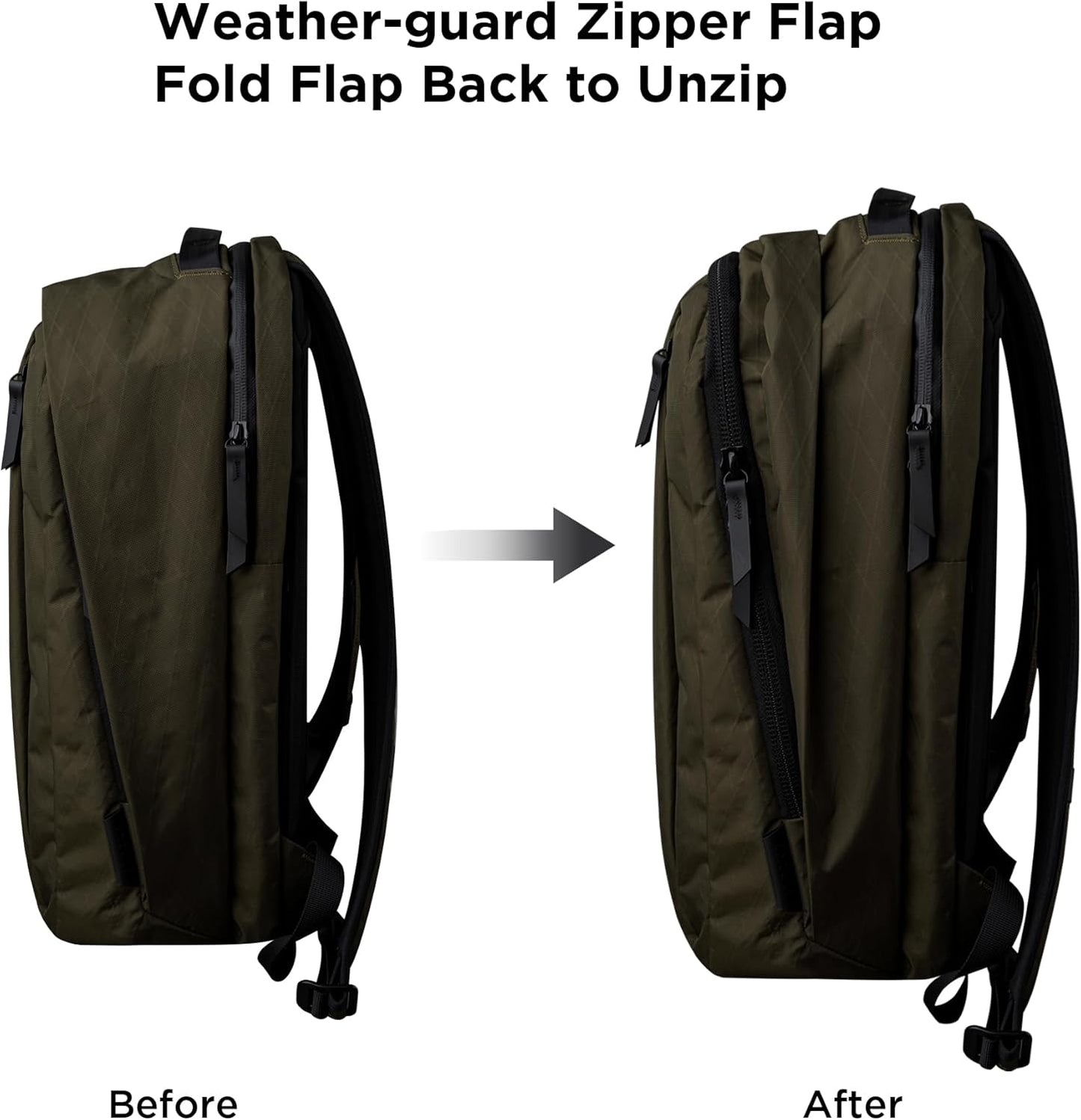 ALPAKA Metro Backpack Pro for Men - Fits 15.6" Laptop Business Travel Backpack with YKK Zippers, MOD Key Leash & Luggage Pass-through, Weatherproof X-pac Material Work Bag(Olive Green)