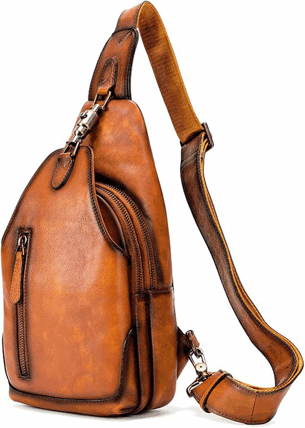 Genuine Leather Sling Bag for Men Women Backpack Chest Shoulder Satchel Crossbody Bags Casual