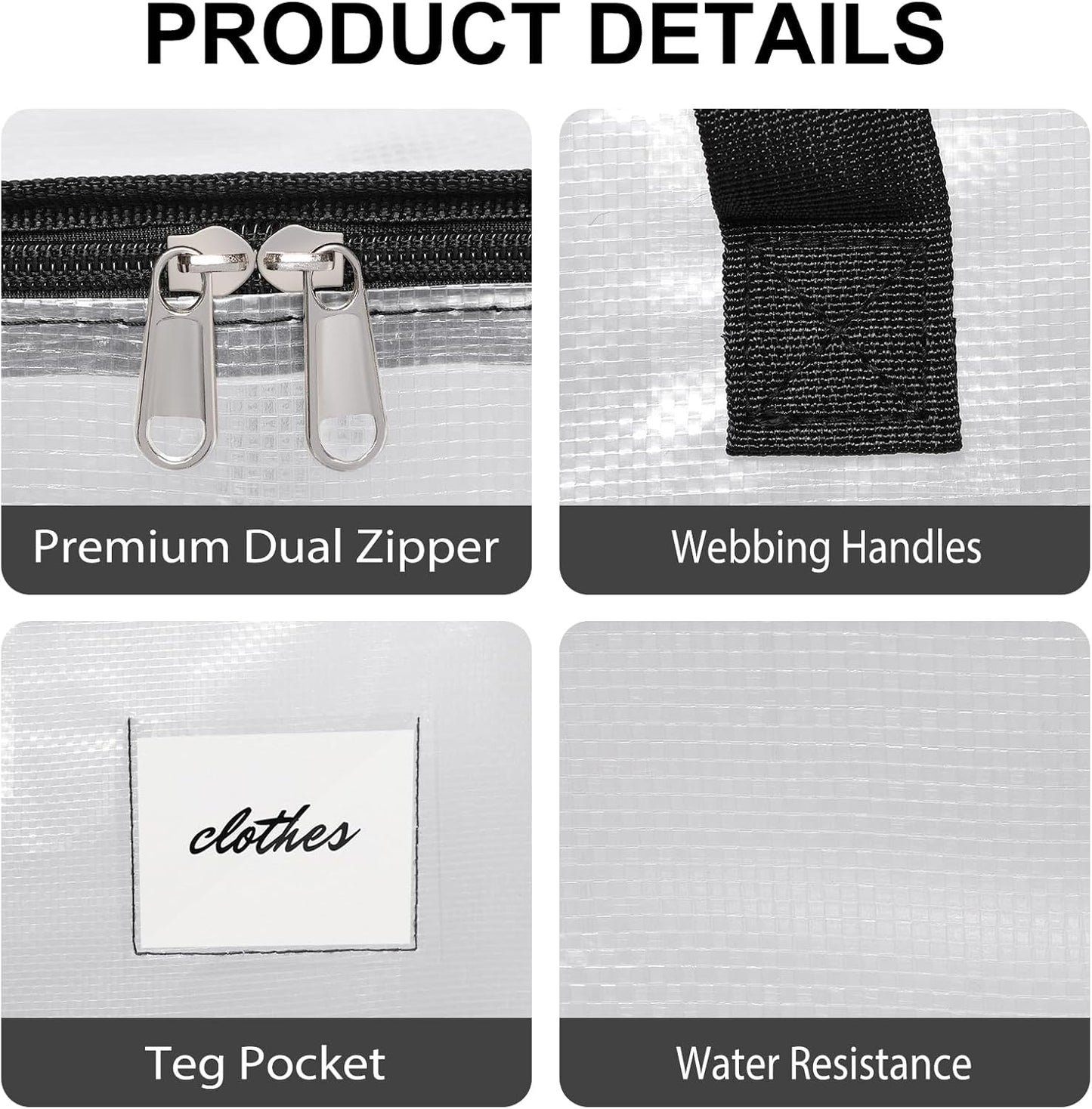 Moving Bags Heavy Duty – Clean Packing Solution, Large Storage Totes with Zippers and Handles for Moving and Organizing