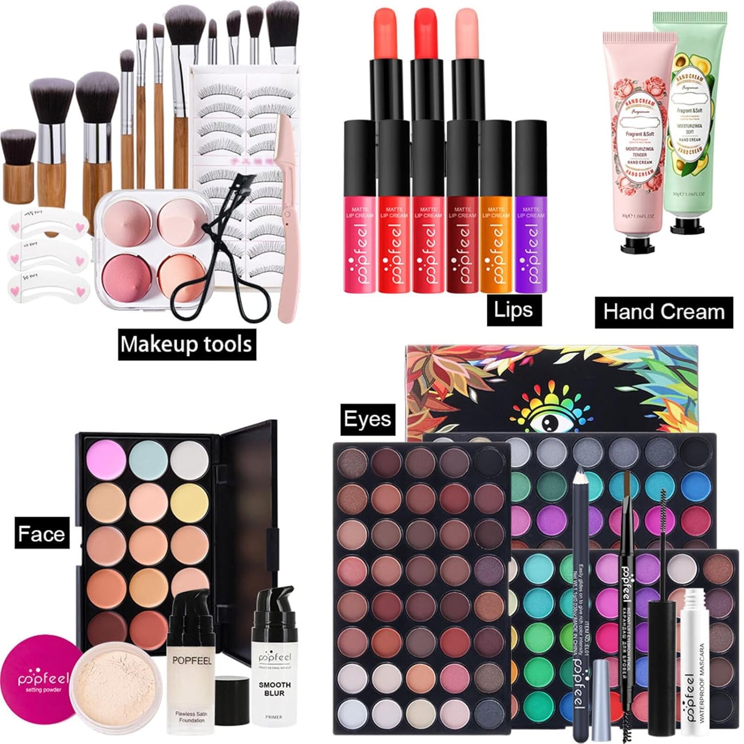 All-in-One Makeup Gift Set Carry All Makeup Kit for Women Full Kit With Makeup Bag Lipgloss Lipstick Concealer Blush Foundation Face Powder Eyeshadow Palette Cosmetic Palette #5