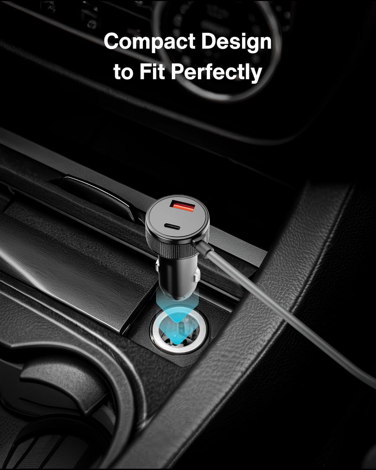 Car Charger Cable for Starlink Mini 6.5FT/2M with Display - 60W DC + 33W Dual USB-C/USB-A Power Adapter for Trucks, RVs & Boats, 12-24V Aluminum 18AWG Cord with Real-Time Voltage Monitoring