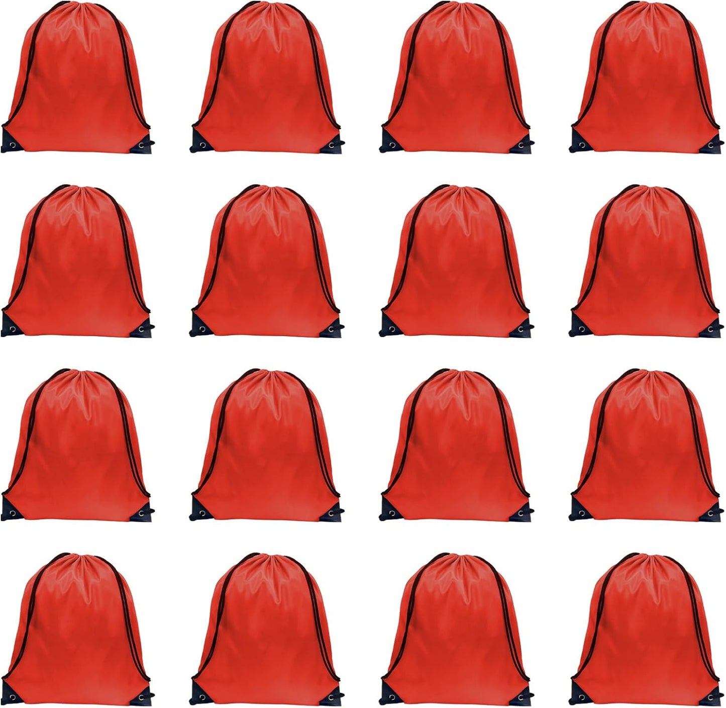 GoodtoU Nylon Backpacks - Drawstring Bags Bulk - Gym, Sport & Travel (Red, 16Pcs)