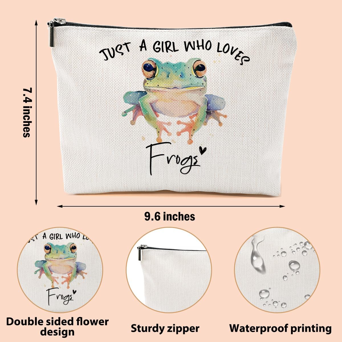 Frog Gifts for Woman Makeup Bag Frog Stuff Frogs Lovers Cosmetic Bag Travel Organizer Bags Makeup Pouch, Christmas Birthday Animal Lovers Gifts for Women Girls Friends
