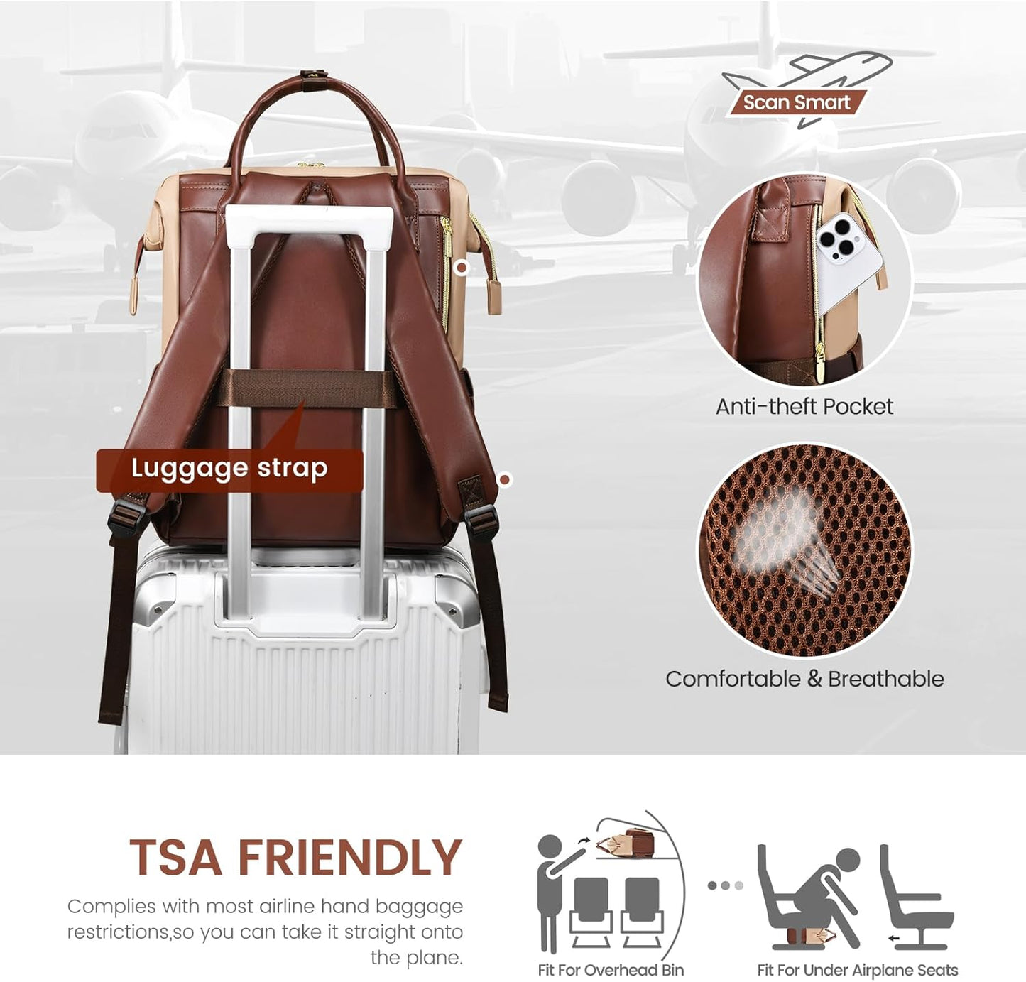 LOVEVOOK Leather Laptop Backpack
