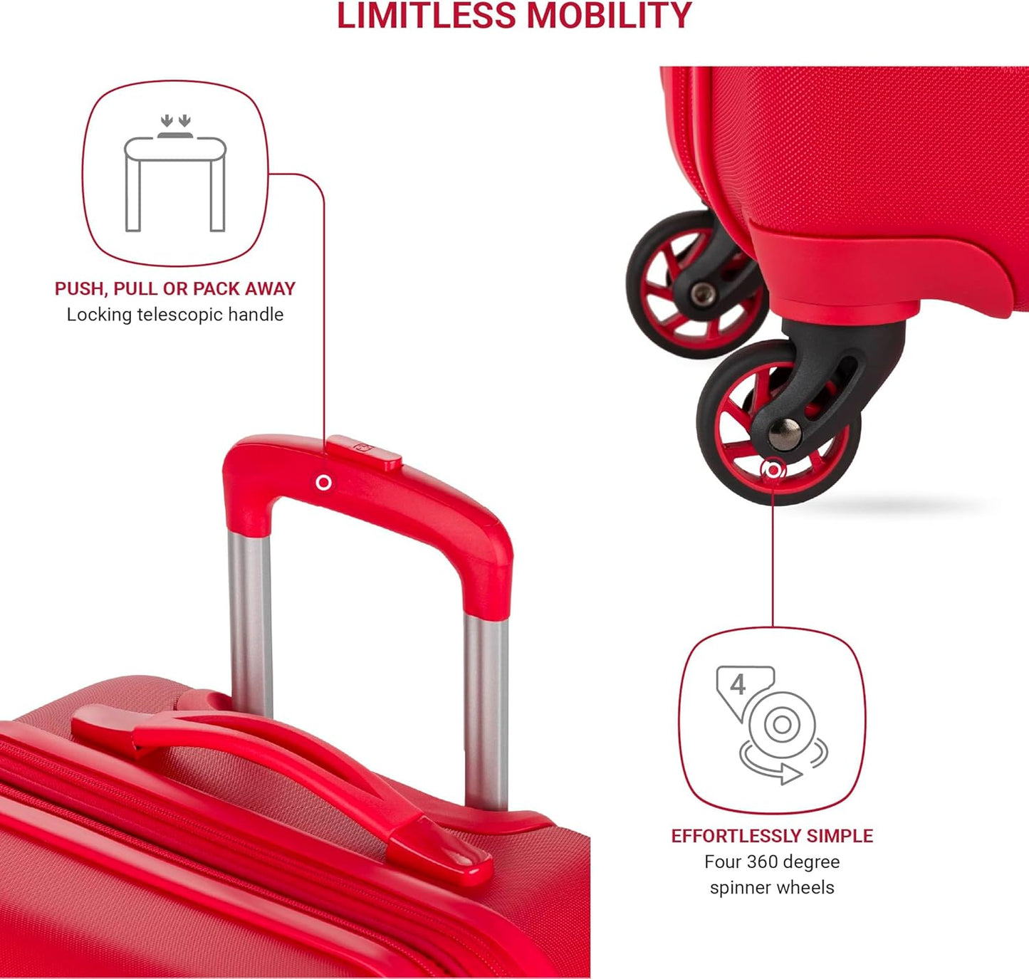 SwissGear 7366 Hardside Expandable Luggage with Spinner Wheels, Red, Carry-On 19-Inch