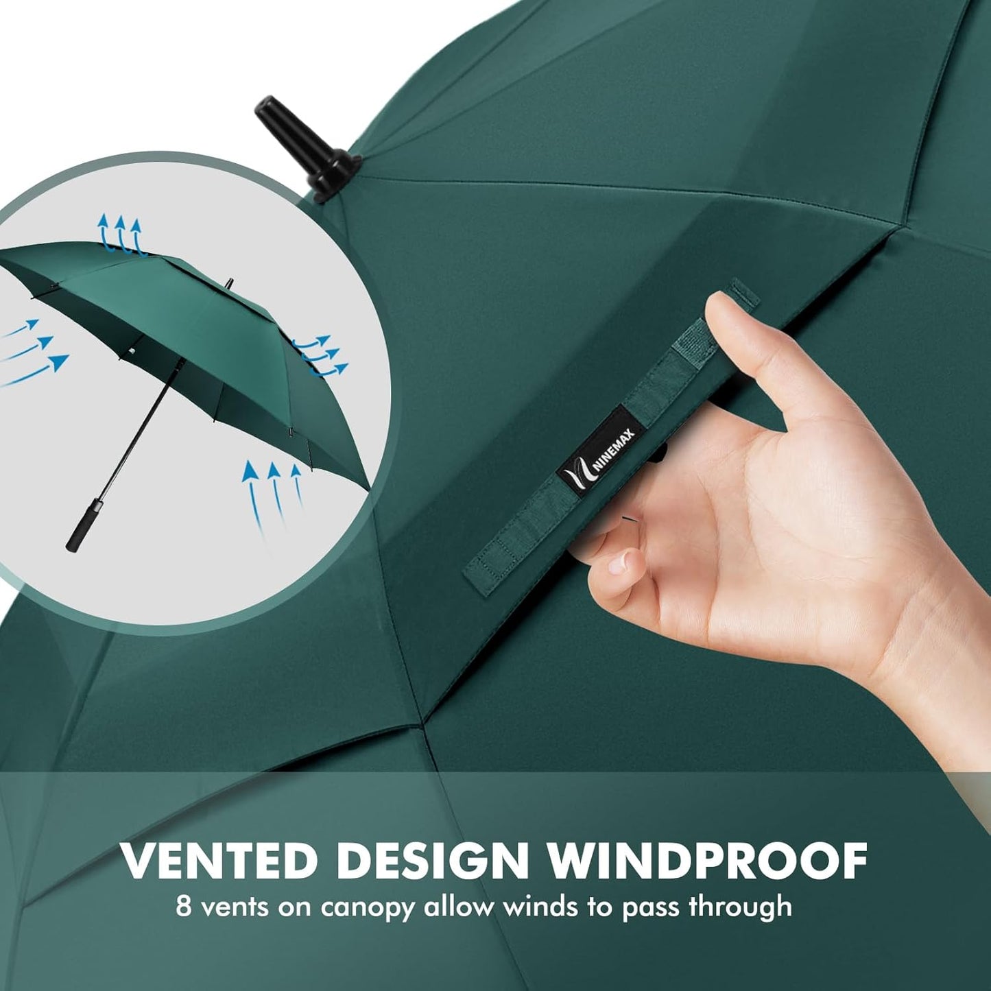 NINEMAX Golf Umbrella 51/54/62/68 Inch Automatic Open, Large Double Canopy Vented Oversize Stick