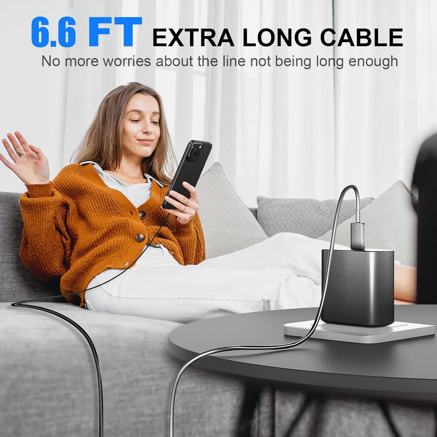 Phone 17 16 Pro Max Charger Fast Charging,45W Phone 17 Charger Type C Chargers USB C Charge Block &6.6FT Long C Charging Cables Cord for Phone 17/17 Pro/ 17 Pro Max/Air/Phone 16 15 Pro Max,Black