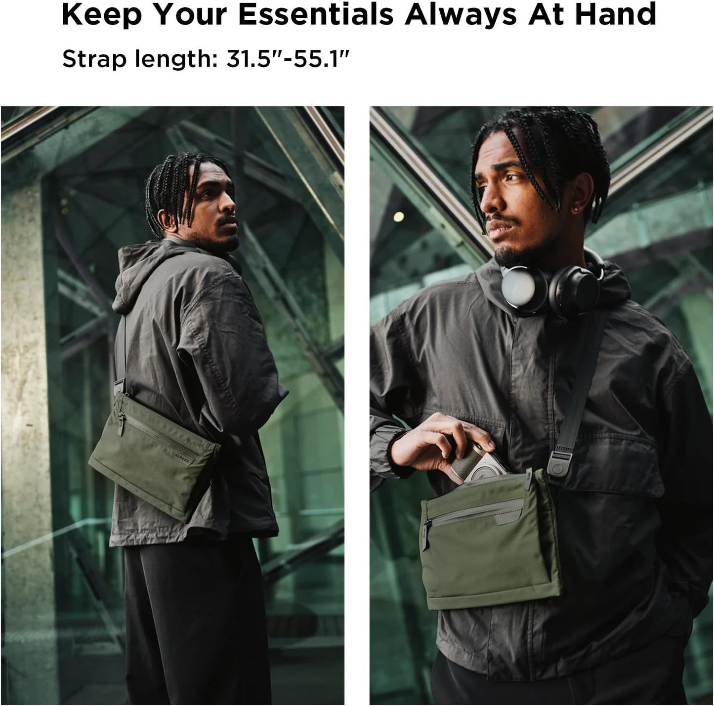 ALPAKA Zip Pouch Max V2 and Zip Pouch Pro-Front Zip Pocket, Compact Men Sling Bag - Passport Holder, Slim Zipper Wallet with RFID Blocking, YKK Zippers Multi-tool Slot