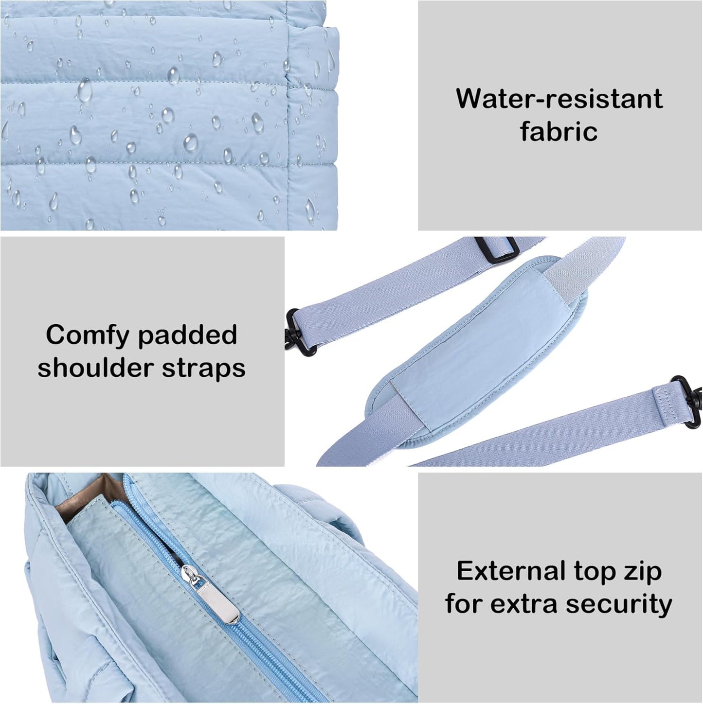 AOCINA Puffy Tote Bag for Women Quilted Work Bag Nurse Bags Women's Handbags for Travel