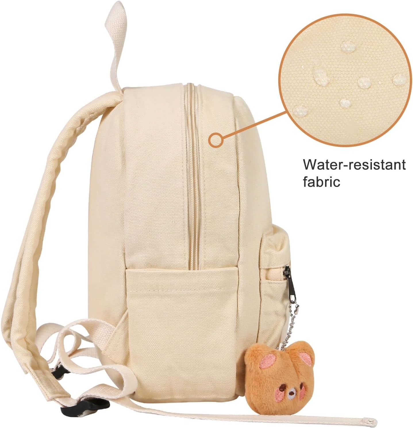 Phaoullzon Teen Girls Mini Backpack Purse Kids Canvas Small Tiny Cute Bag,Beige