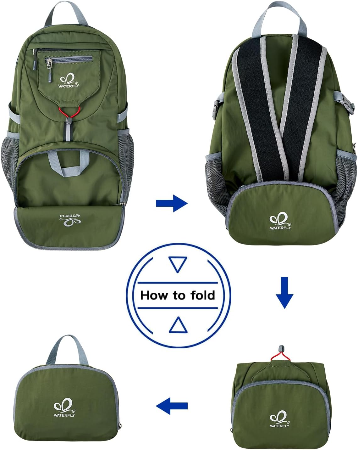 WATERFLY Small Lightweight Packable Backpack: 20l Ultra Light Foldable Travel Hiking Camping