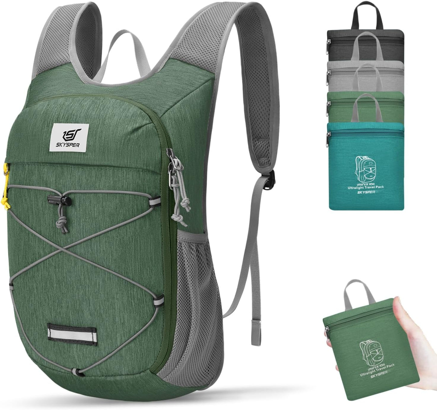 SKYSPER Foldable Hiking Backpack - 10L Small Lightweight Daypack Breathable Travel Backpacks for