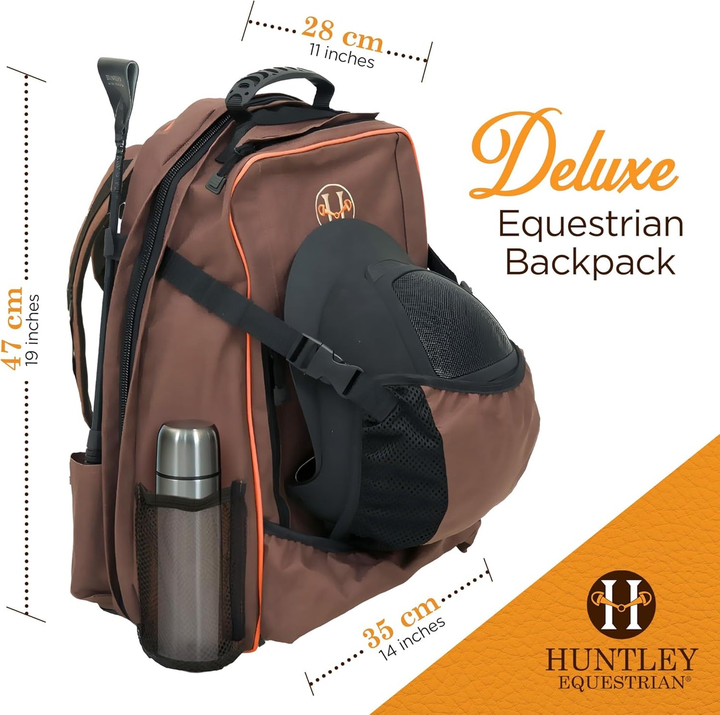 Huntley Equestrian Deluxe Heavy Duty Nylon Exterior Storage Fabric Backpack Adjustable Shoulder Straps