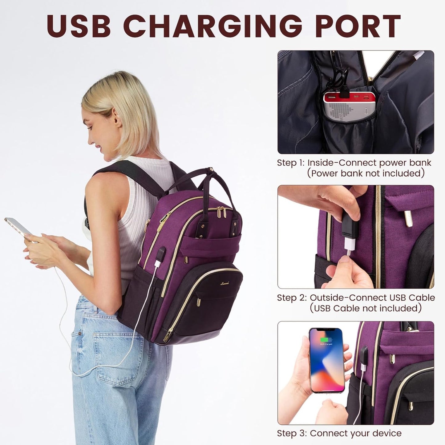 LOVEVOOK Backpack for Women,Laptop Backpack Women,Fits 18 Inch Laptop Computer Bag,Teacher College Backpack Purse,Fashion Waterproof Travel Work Anti-theft Backpack for Traveling on Airplane Daypack