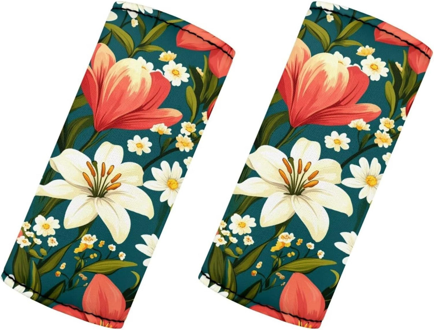 Floral Luggage Handle Wraps Set,Women Girls Cute Suitcase Protective Handle Cover Set 2 Pcs Floral Travel Accessories