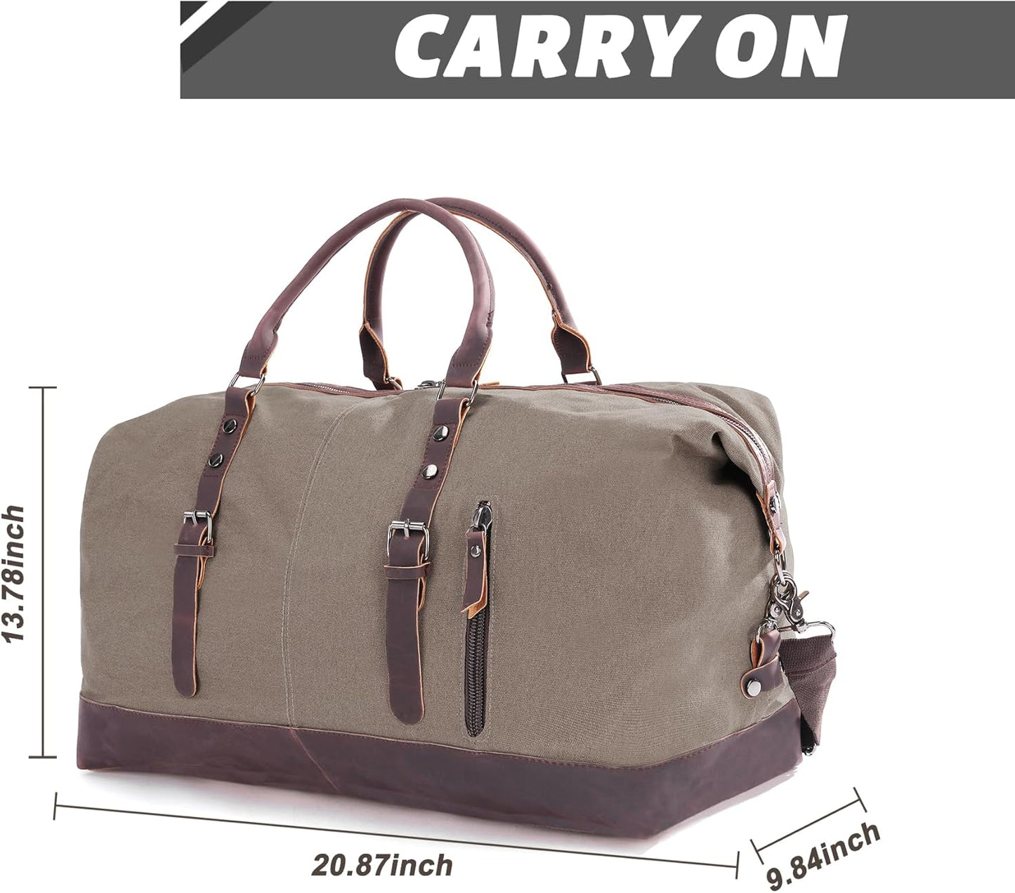 Weekender Travel Bag for Men & Women, Large Overnight Duffle Carry On Bag with Easy-Grip Handles, Gym Tote for Work, Weekend Trips, Sports (Gray)