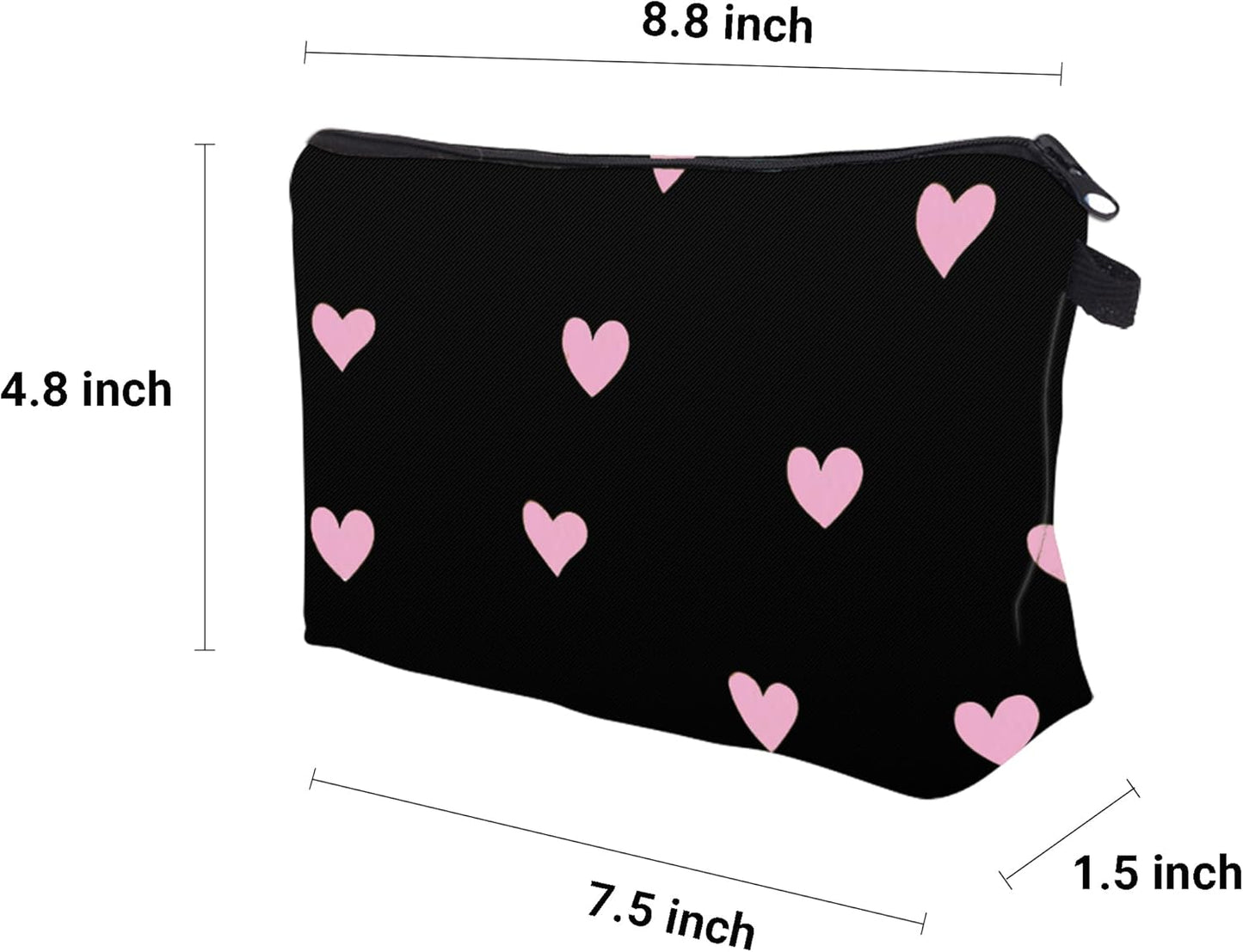 Cute Travel Makeup Bag Cosmetic Bag Small Pouch Gift for Women (Pink Heart)