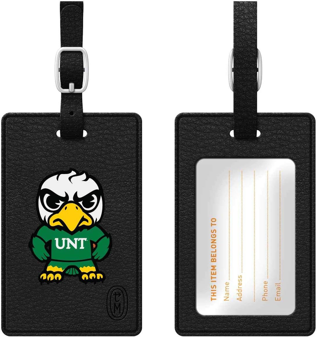 OTM Essentials University of North Texas Faux Leather Luggage Tag, Durable Travel Accessories with Adjustable Strap and ID Card, Tokyodachi Classic