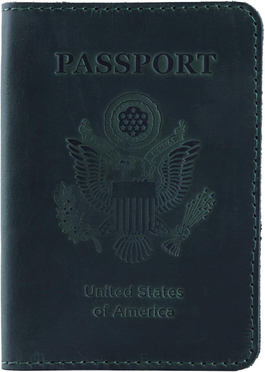 INCARNE US Passport Cover Clear - Travel Passport Wallet - Leather Passport Holder for Men Women Family with Card Slots & Note Compartmen - Sleeve Protector - Genuine Leather - Vintage Green