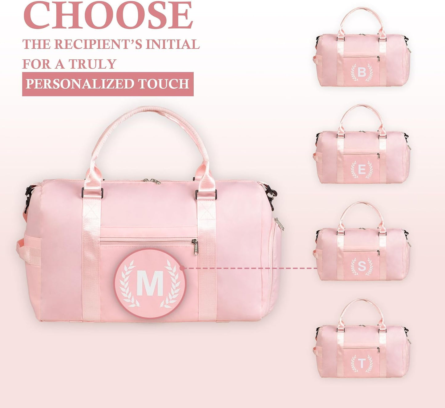 Gym Bag for Women, Personalized Duffle Bag with Shoe Compartment, Sports Bag for Yoga & Dance with Wet Pocket and Mat Strap.