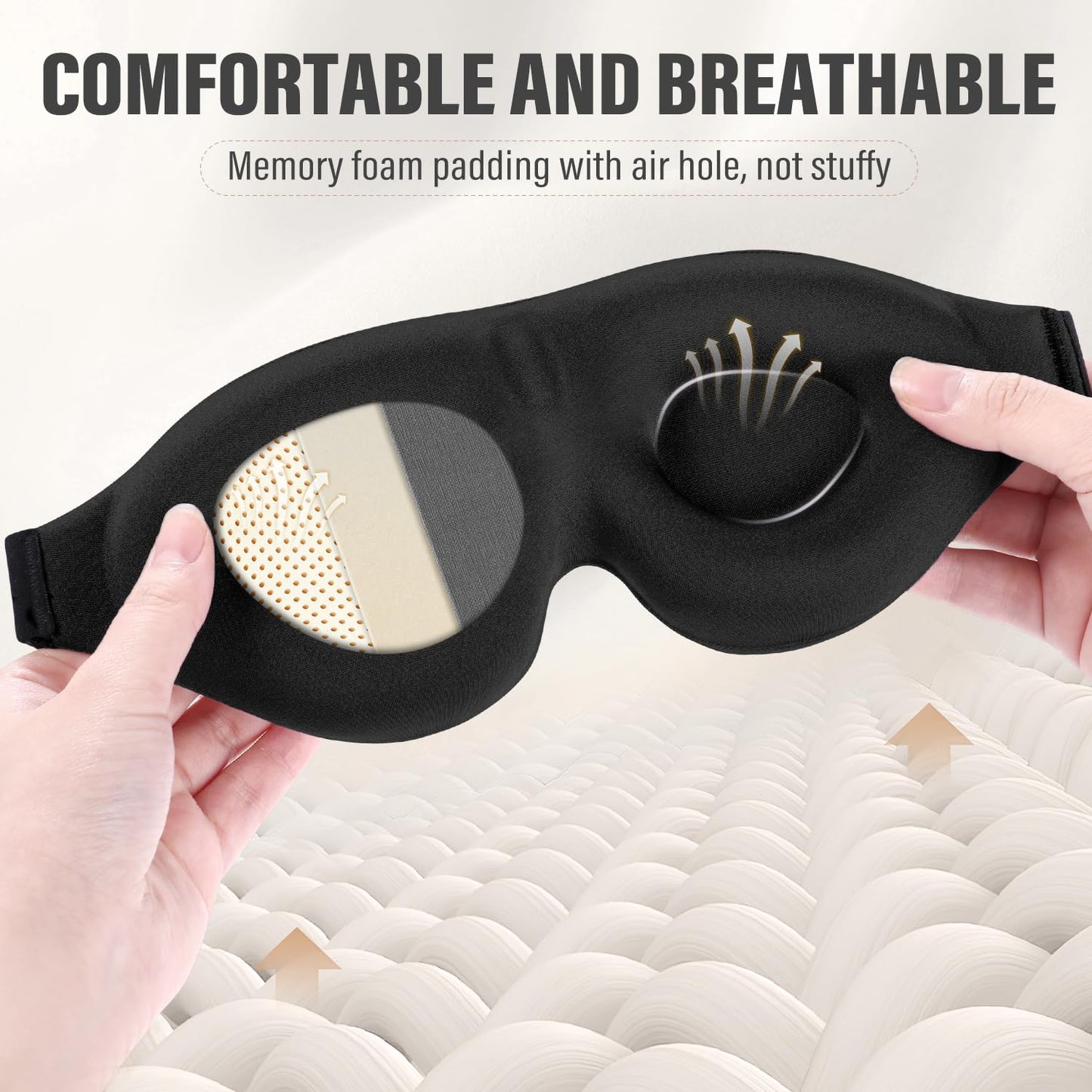 YIVIEW Sleep Mask for Side Sleeper, Light Blocking Zero Pressure Blindfold