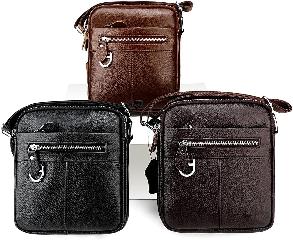 Men's Genuine Leather Crossbody Bag Large Capacity Casual Shoulder Bag for Daily Use