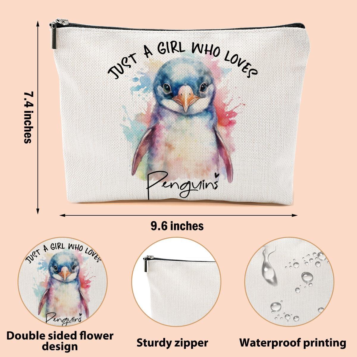 Penguin Gifts Makeup Bag, Penguin Stuff Cosmetic Bag Travel Organizer Bags Makeup Pouch, Christmas Birthday Animal Lovers Gifts for Women Girls Friends Daughter