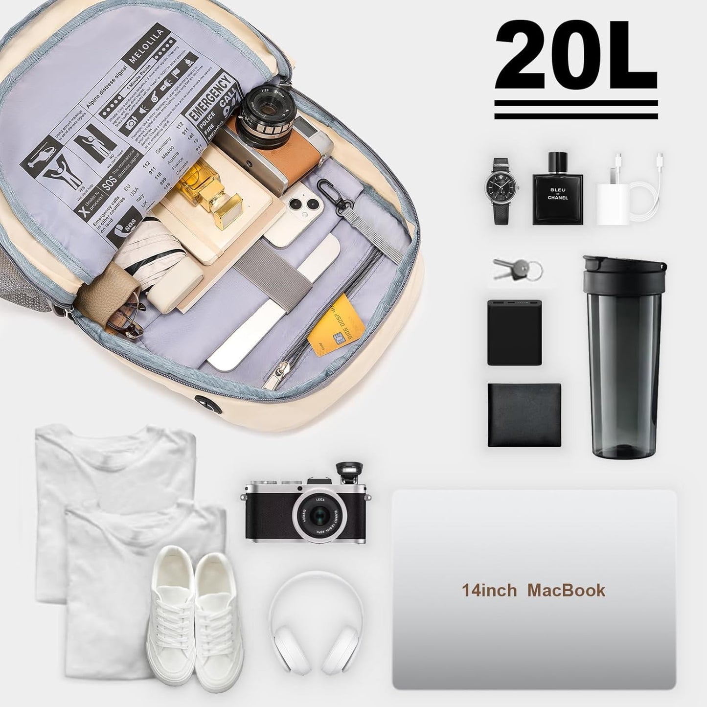 Hiking Backpack for Women Men 20l with Removable Phone Pocket Lightweight Small Travel Backpack