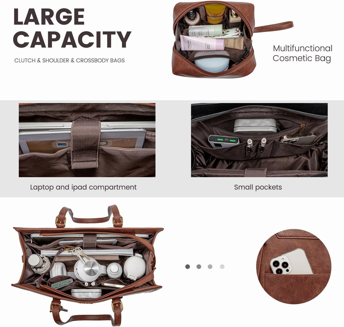 LOVEVOOK Laptop Bag for Women Vintage Work Tote Bag 15.6 inch Large Capacity Computer Purse with Clutch for Teacher