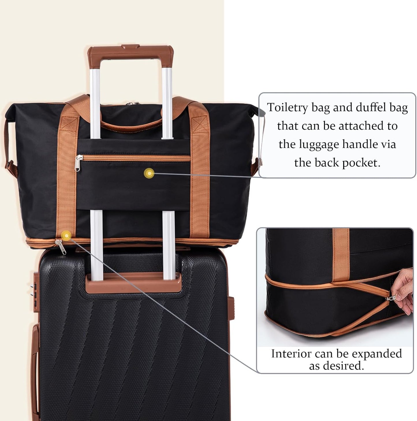 Luggage Sets 5 Piece Suitcases with Wheels,ABS Hard Case Suitcases with Spinner Wheels,Durable Travel Luggage(Black, 5 Piece Set(20"/24"/28"))