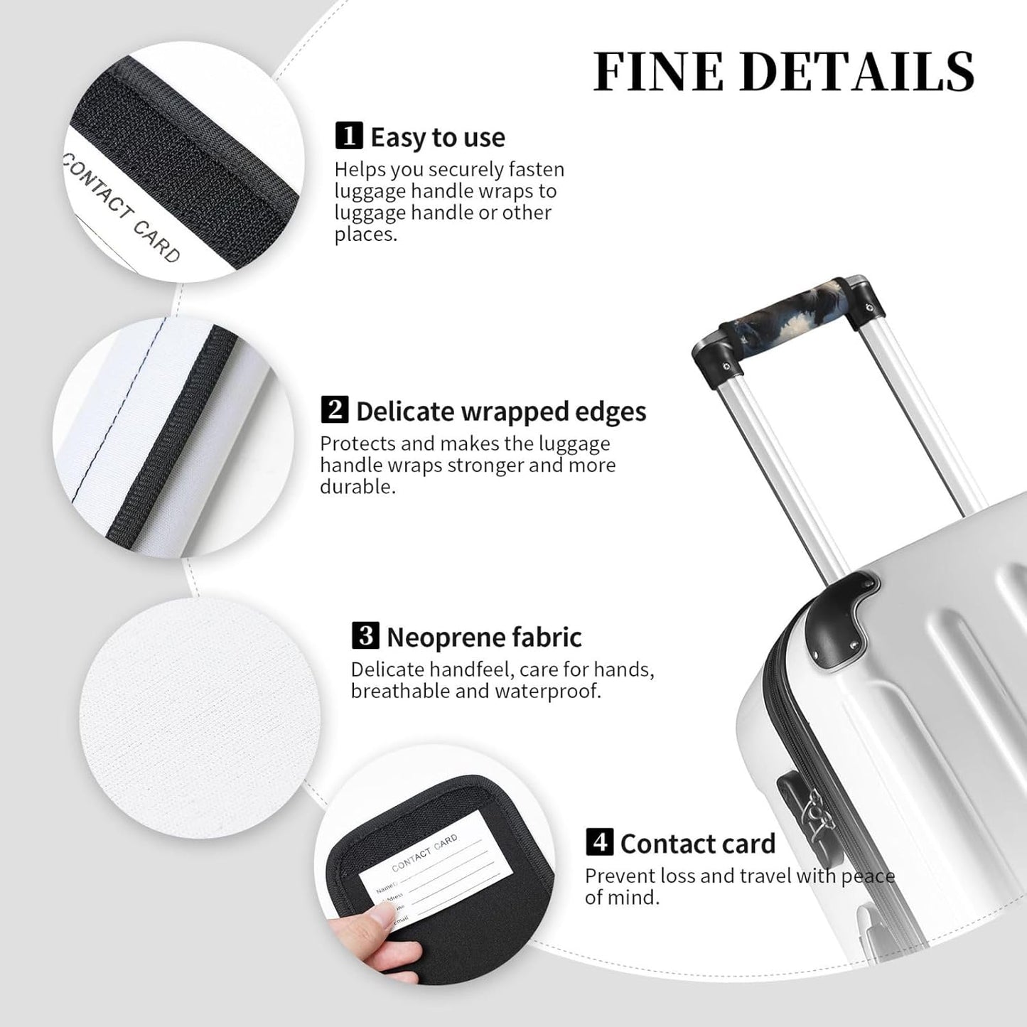 Luggage Handle Wraps Cute Animal Surfing Dog Luggage Identifiers Soft Neoprene Luggage Handle Wraps For Suitcase Trolley Handle Grip Cover 2 Pack Luggage Tags
