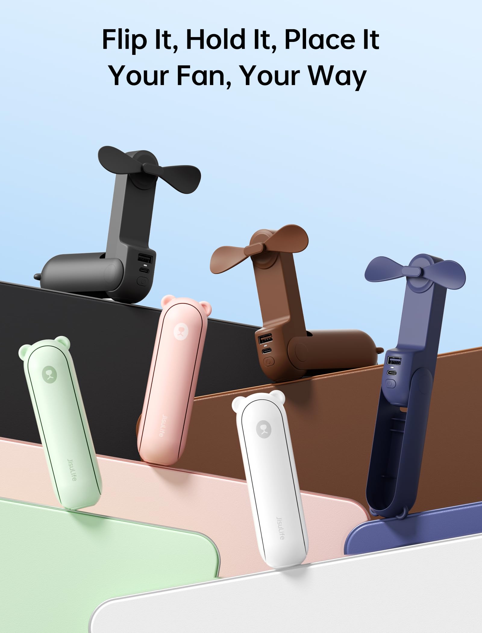 JISULIFE 3 IN 1 Portable Fan with Power Bank & Flashlight Featured