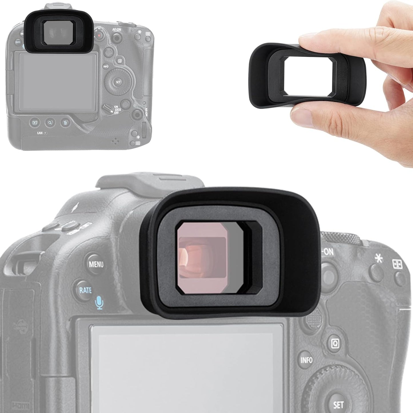 EOS R3 Eyecup Eyepiece, Soft Silicon Extended Camera Eye Cup Viewfinder, Replaces Canon ER-h/ER-hE Eyecup Eyepiece for Canon EOS R3 Mirrorless Camera (More Fitting Eye Control Autofocus Function