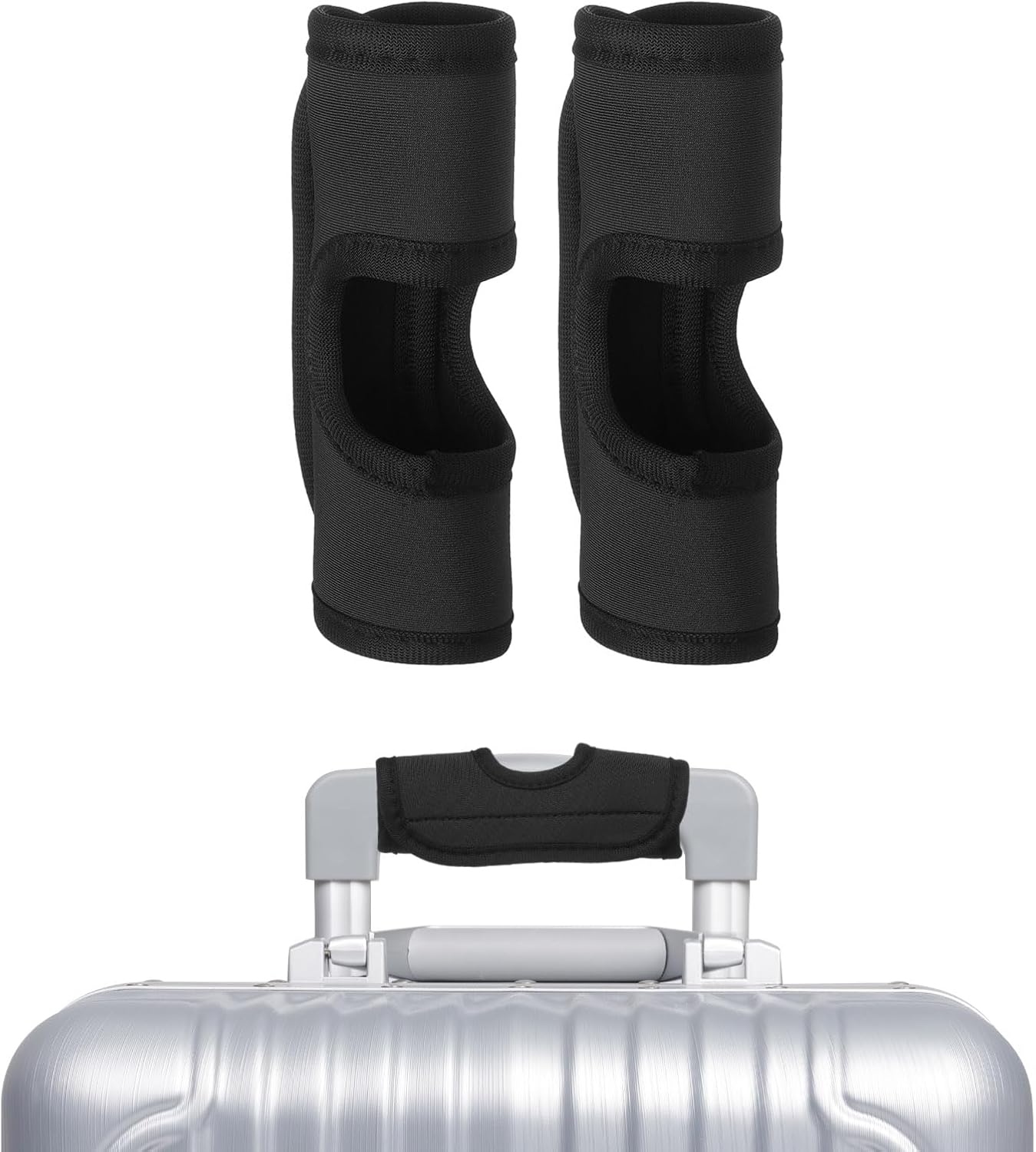 uxcell Luggage Handle Wrap, 2 Pcs Hollow Neoprene Handbag Grip Cover Protector Luggage Identifiers Suitcase Handle Wraps for Luggage Suitcase Travel Bags, Black