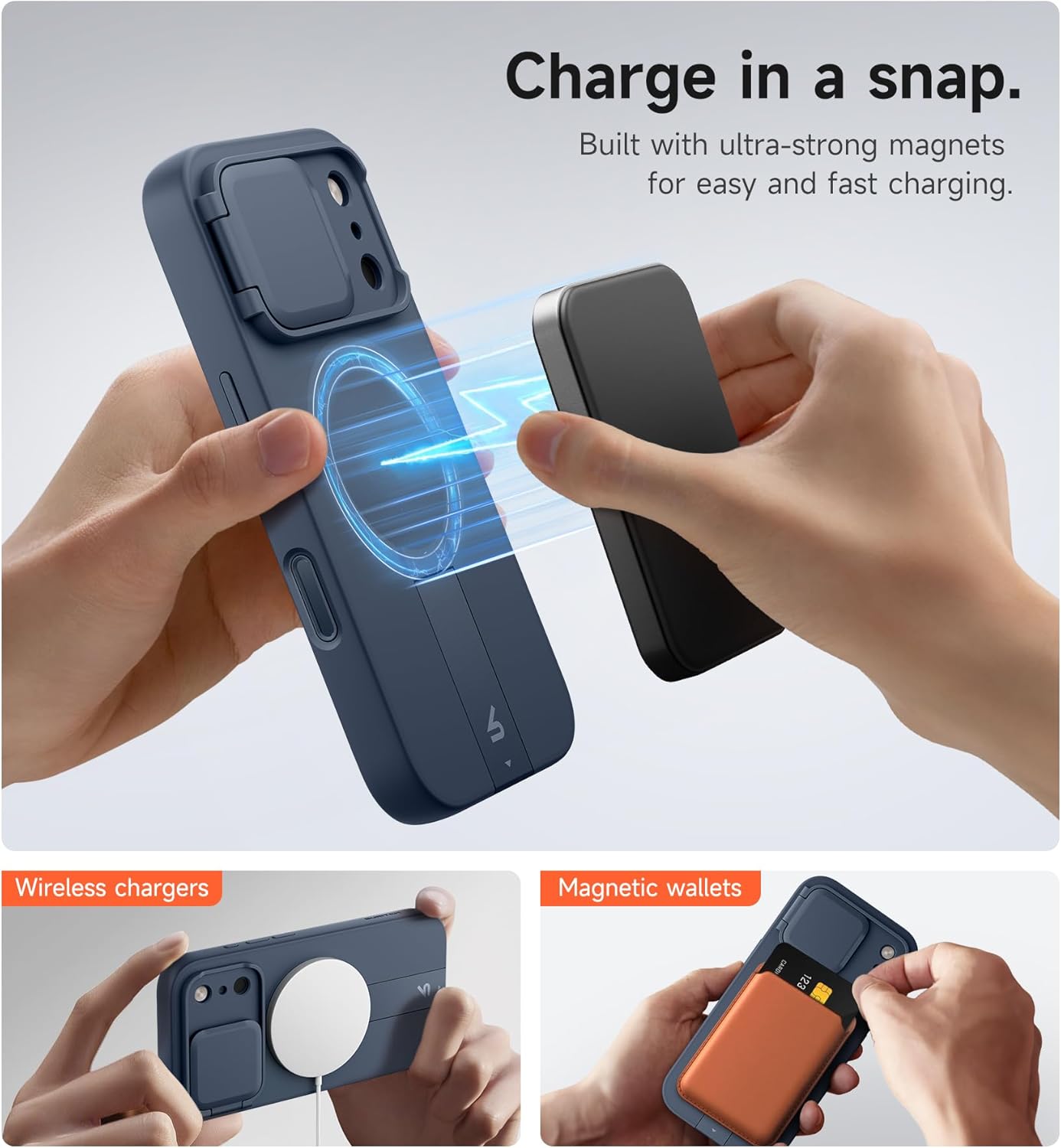 SURITCH for iPhone 17 Pro Max Case with Camera Control Cover, Camera Cover and Adjustable Kickstand, Compatible with MagSafe, Shockproof Bumper Protective Cases 6.9 Inch, Blue