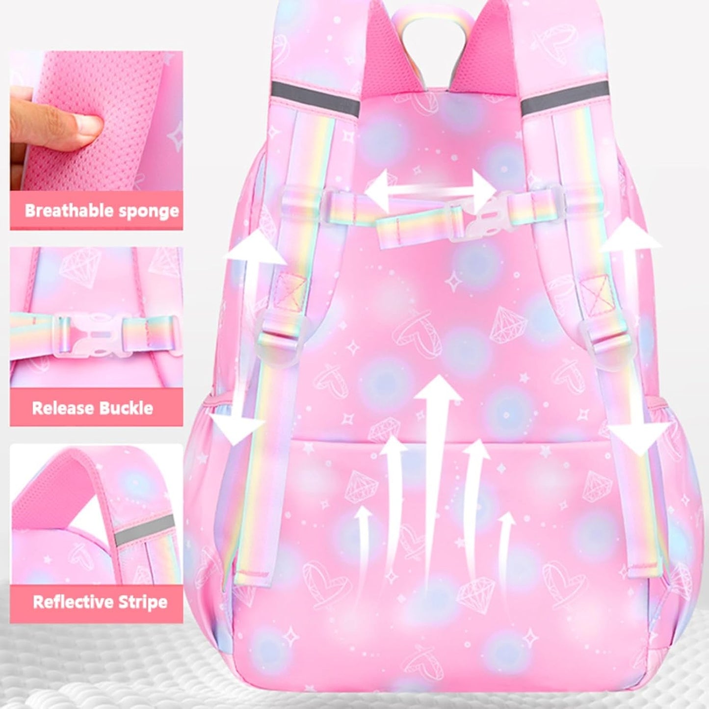 Girls Backpack,Kids Backpack for Girls Lightweight with Compartment,Girls Bookbag for Elementary Primary School((Pink)