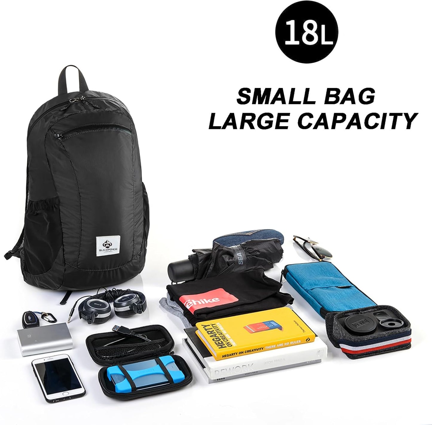 Small Backpack 18L Lightweight Packable Backpack for Travel, Airplane Travel Hiking Daypack (Green)