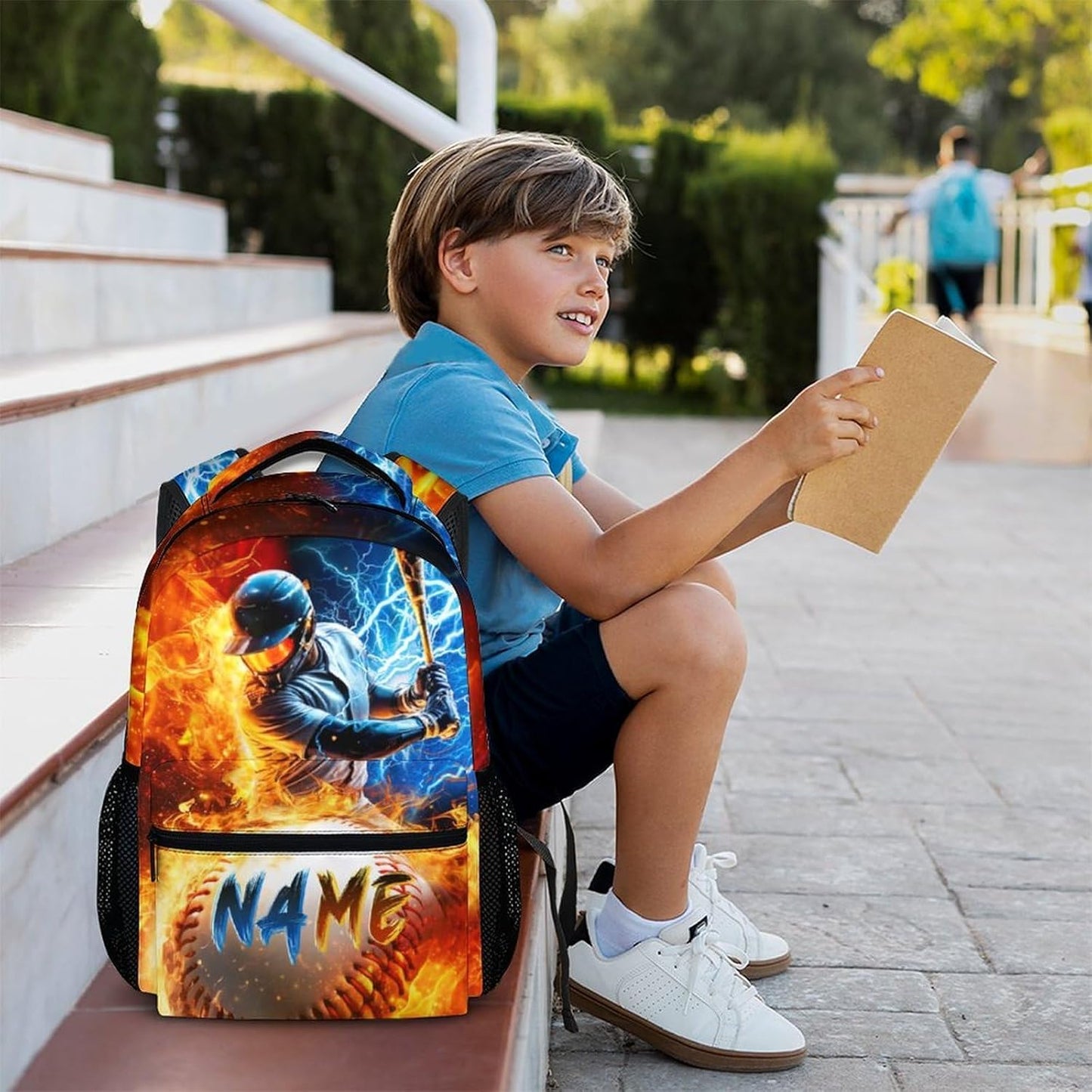 Backpack for Boys, Personalized Baseball Backpacks for Kids Teens Elementary Middle Primary High Senior, 17 Inch Lightweight Custom Sport Bookbag for Ages 6-18 Back to School Travel