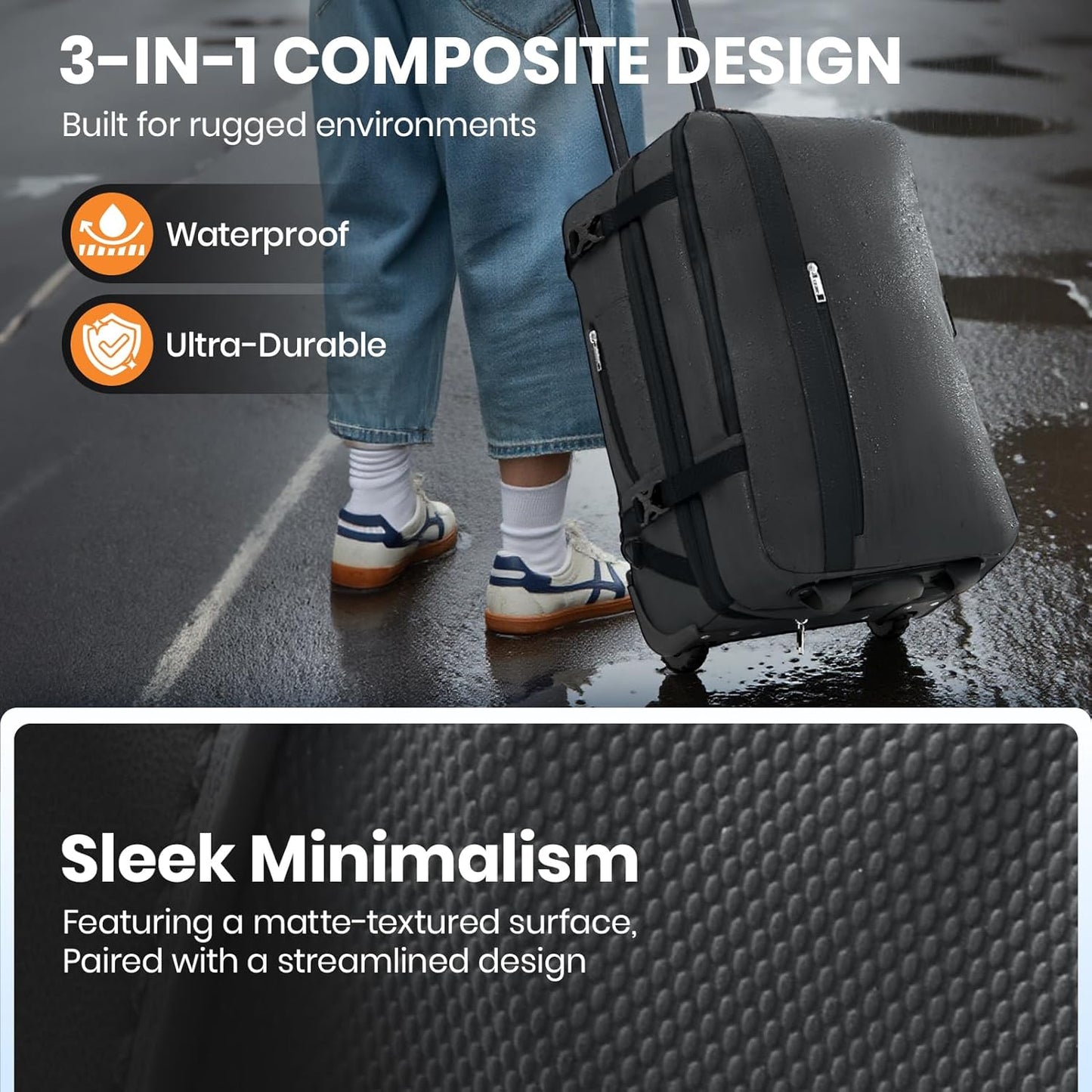 Fanwoli Vacuum Rolling Travel Backpack, Carry On Luggage with TSA Lock & Anti Theft Zipper, 70L Expandable Airback with Compression Pump, Waterproof Laptop Bag Ideal for Flight & Business