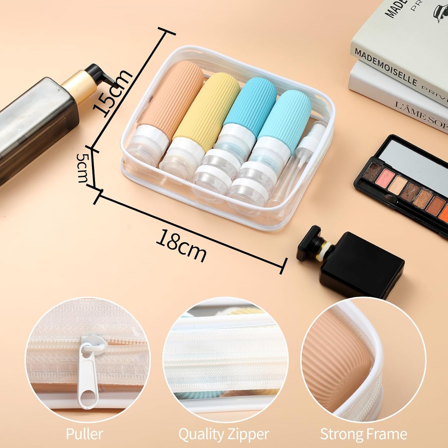 16 Pack Travel Bottles Set, TSA Approved Leak Proof Silicone Squeezable Containers for Toiletries