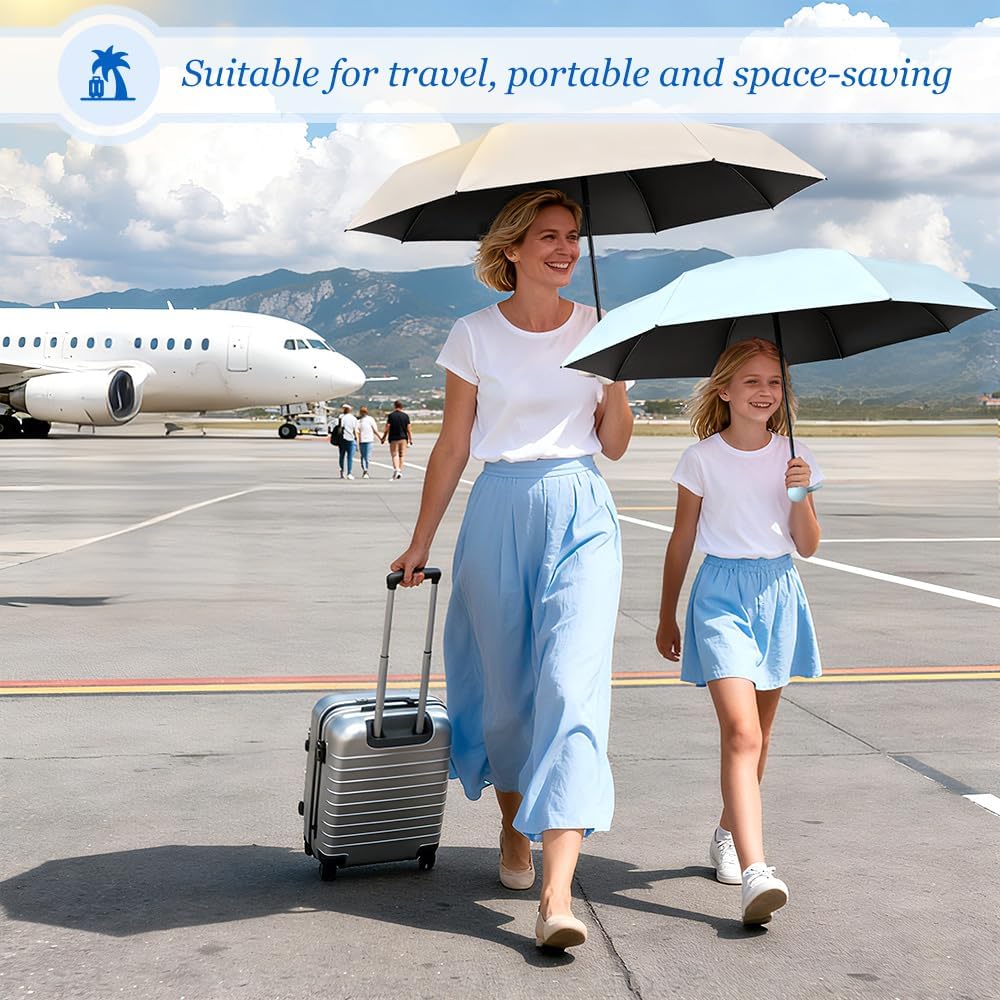 TOPSAIL Mini Umbrella Compact for Travel, UV Sun Protection(UPF50+), Waterproof for Light Rain