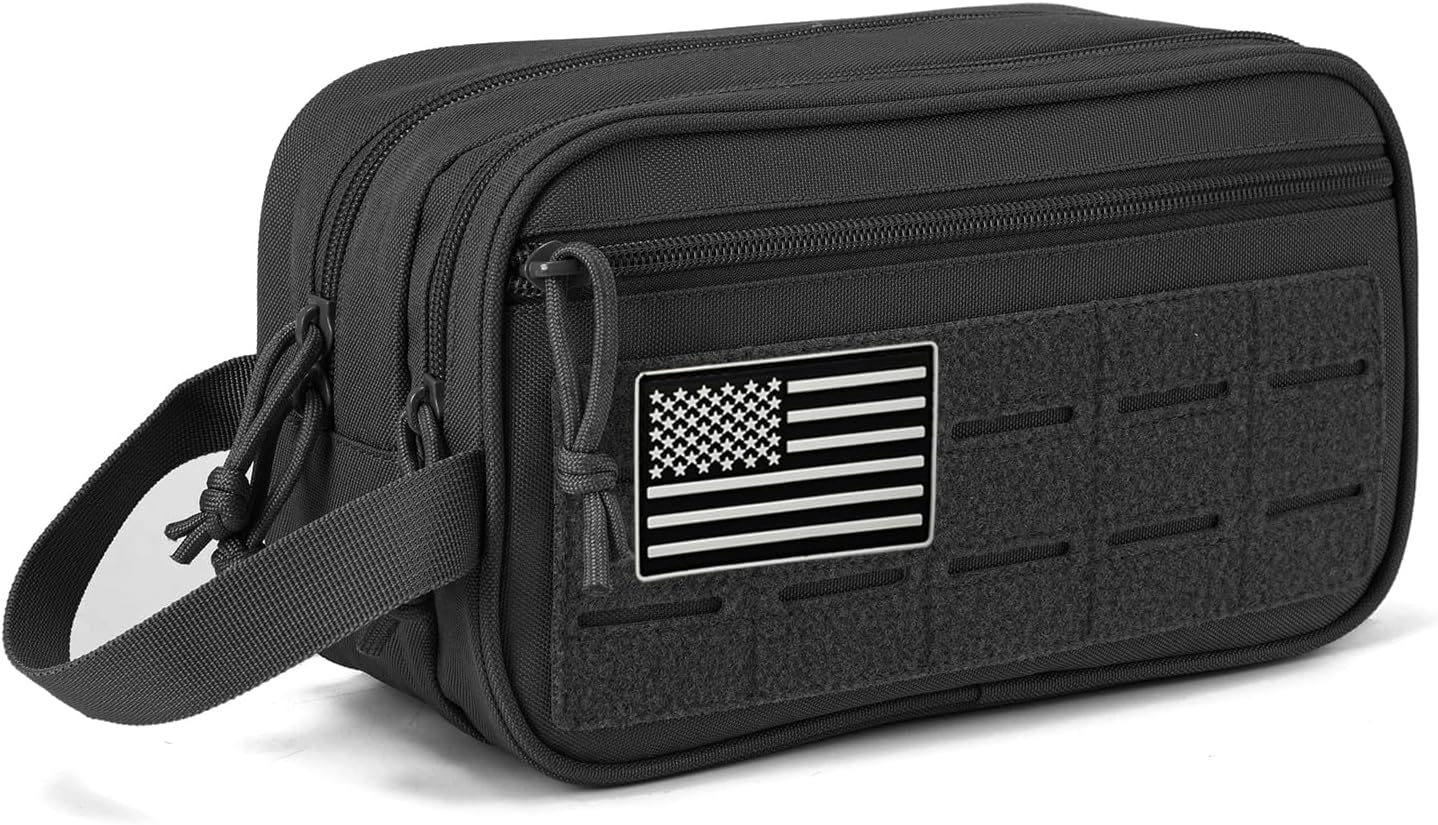 QT&QY Tactical Toiletry Bag For Men Hygiene Bag EDC Military Tool Molle Pouches Small Dopp Kit Mens