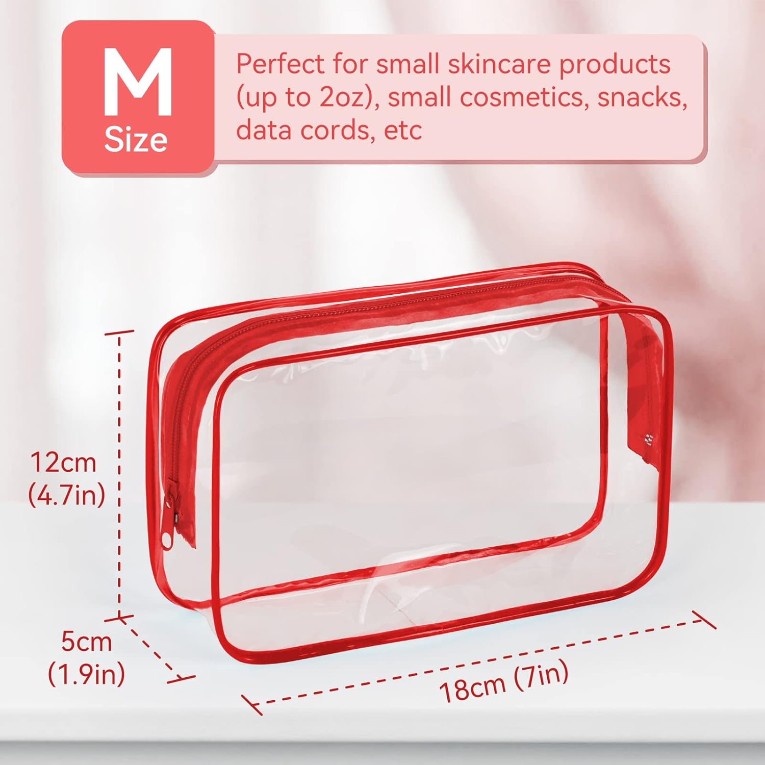 TISRATOK 12 PCS Clear Makeup Bag for Women with Zipper, TSA Approved Toiletry Pouch, Cosmetic Bag