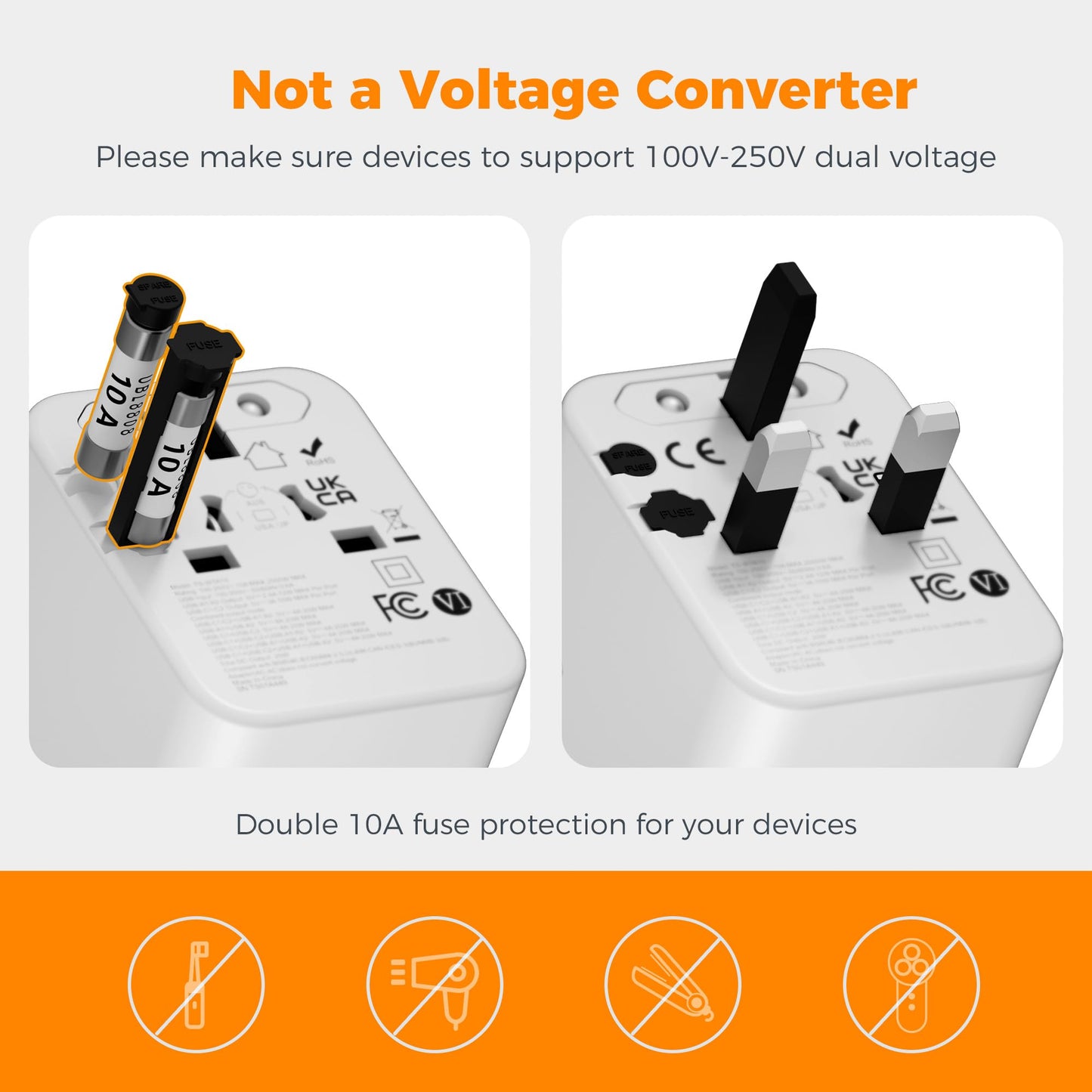 TESSAN Universal Travel Adapter, International Power Adapter