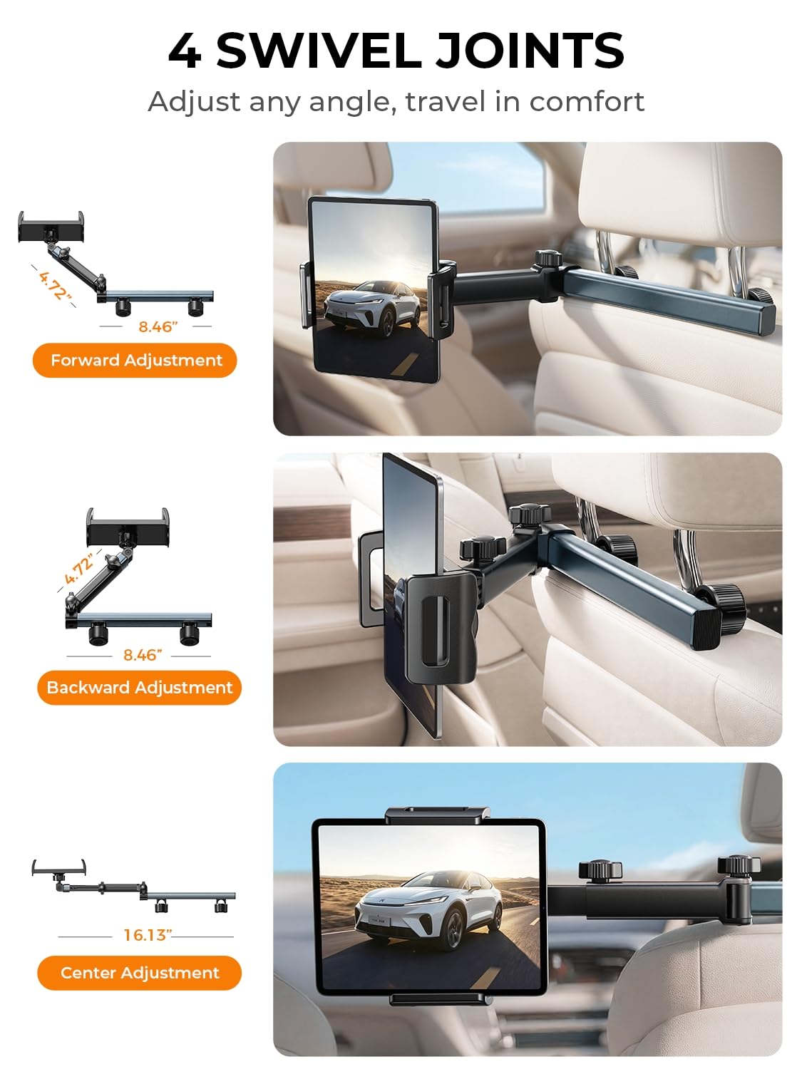 LISEN iPad Holder for Car Tablet Mount, Road Trip Essentials Kids Back Seat